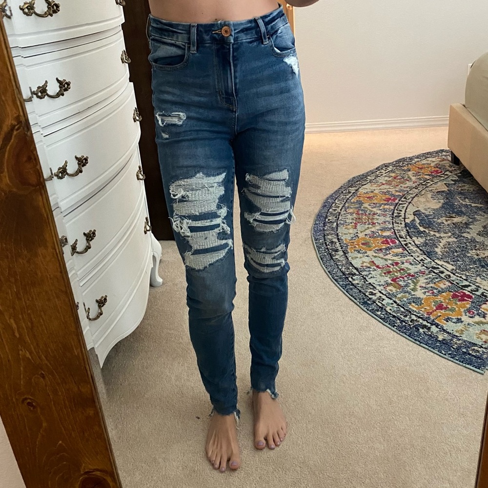 Curvy Hi-Rise distroyed jegging (long)